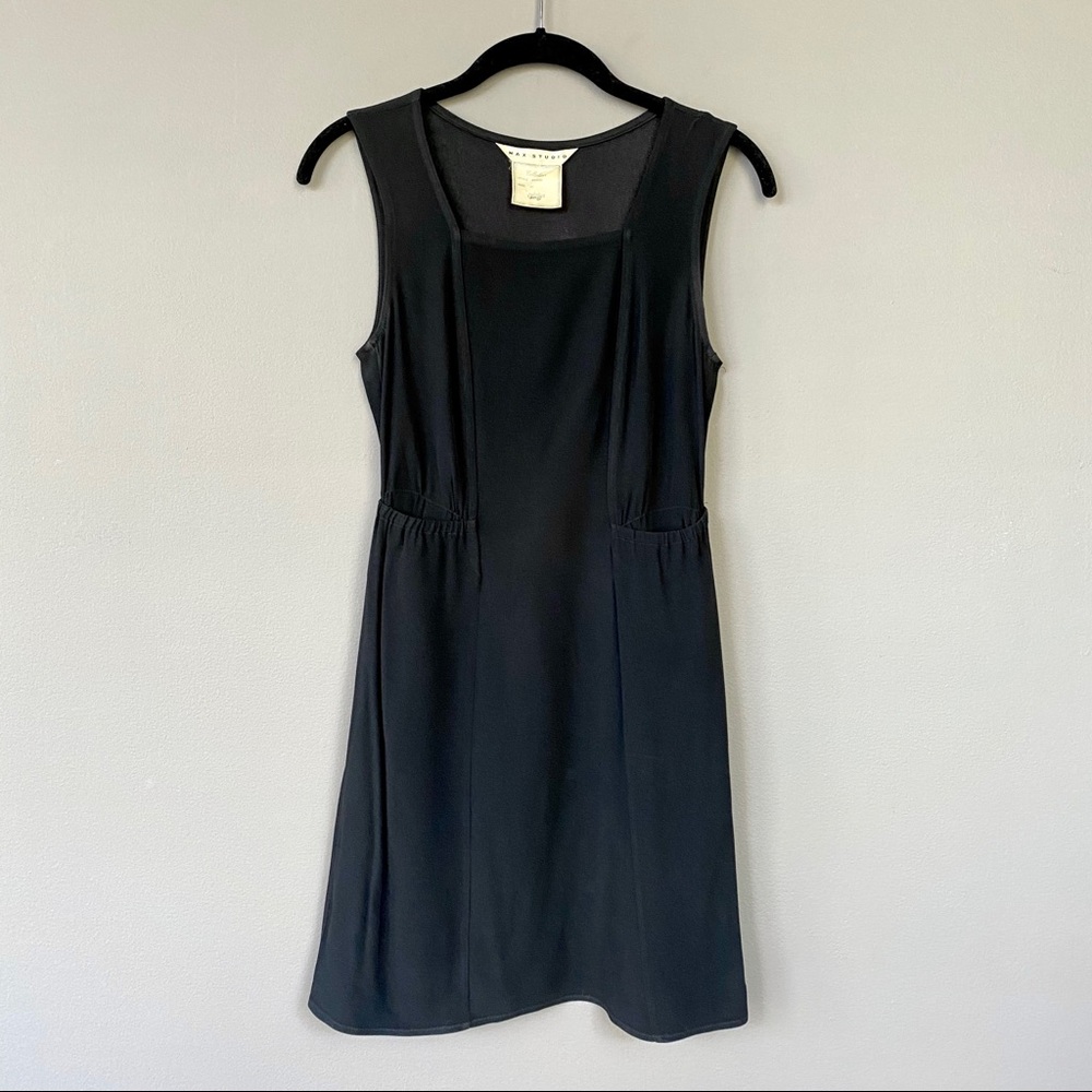 Max Studio Collection Blk Crepe Square Neck Dress